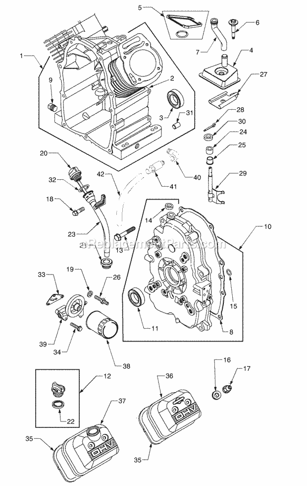 Cylinder Assembly Diagram and Parts List for 3185 14A-665-100 Cub Cadet Lawn Tractor